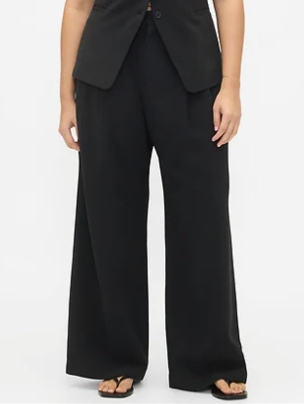 NWT Gap Linen Pleated Black Wide-Leg Pants – Size 14